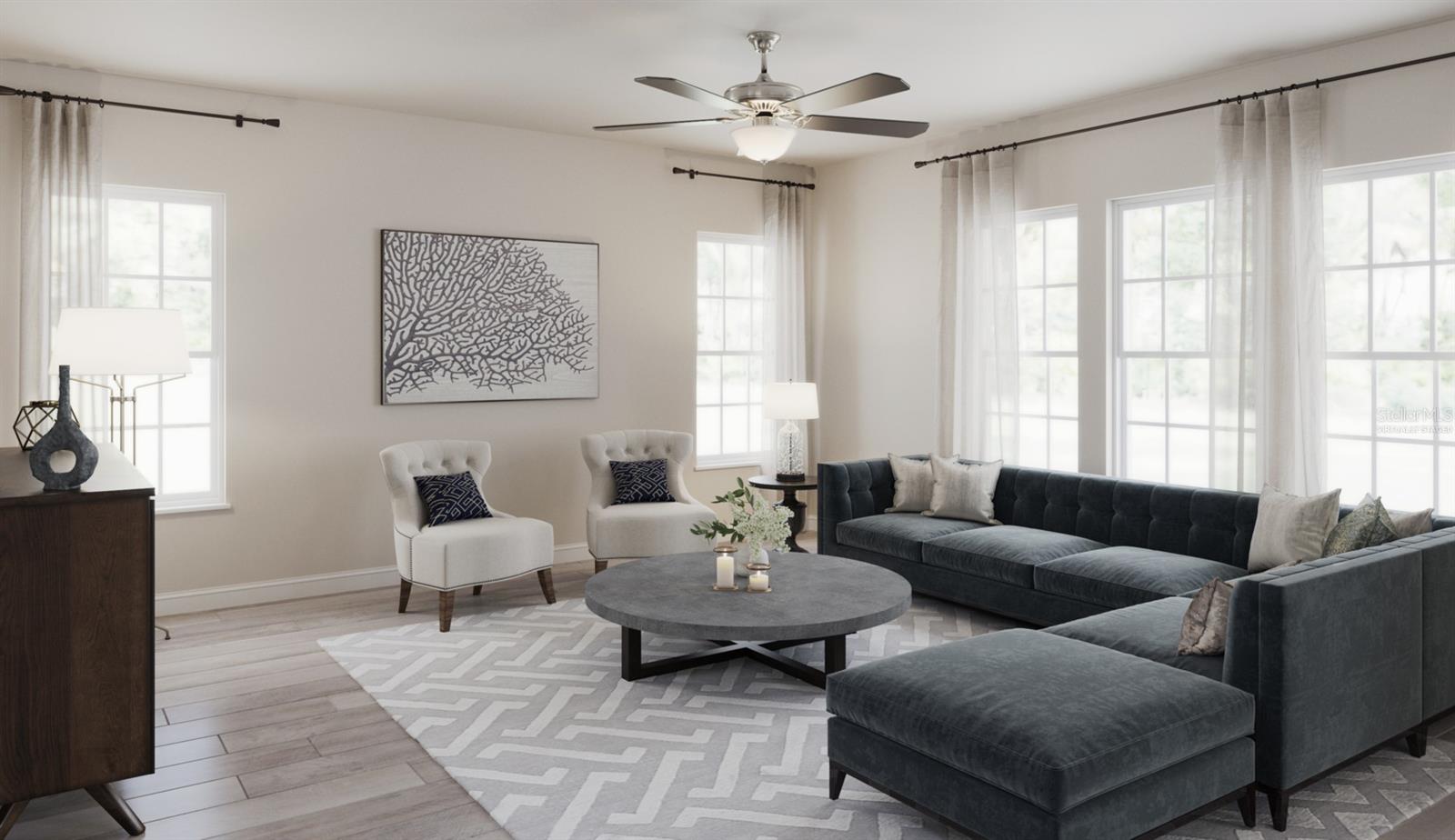 Marco Floorplan Great Room (Virtually Staged)
