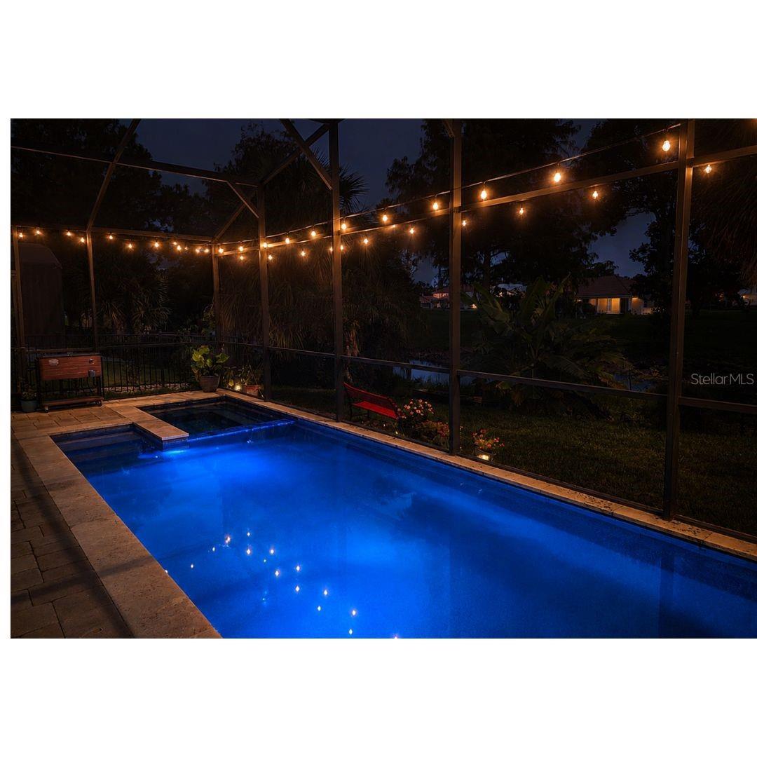 Pool view at night