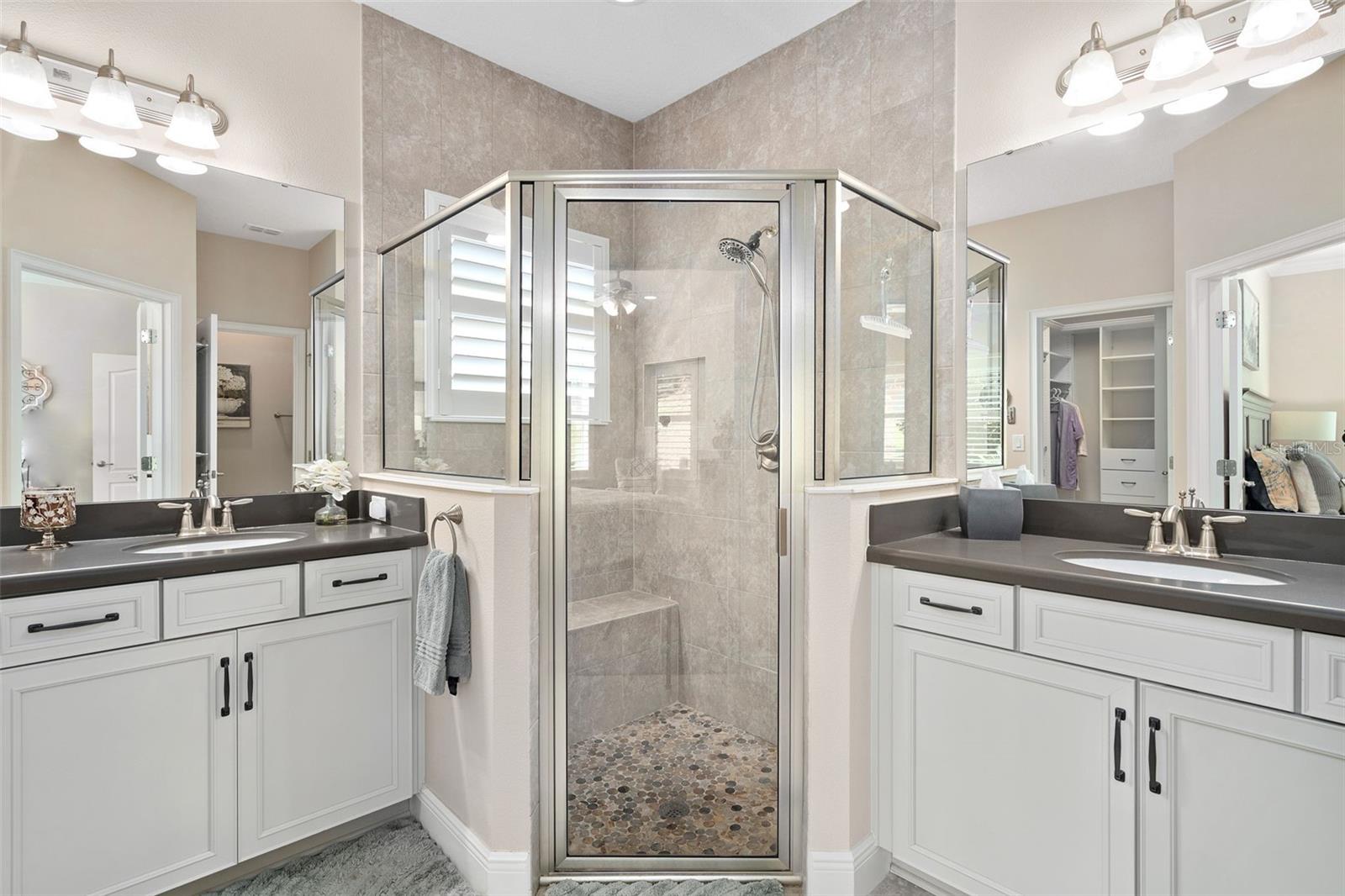 Primary En-Suite with Comfort Height split vanities.