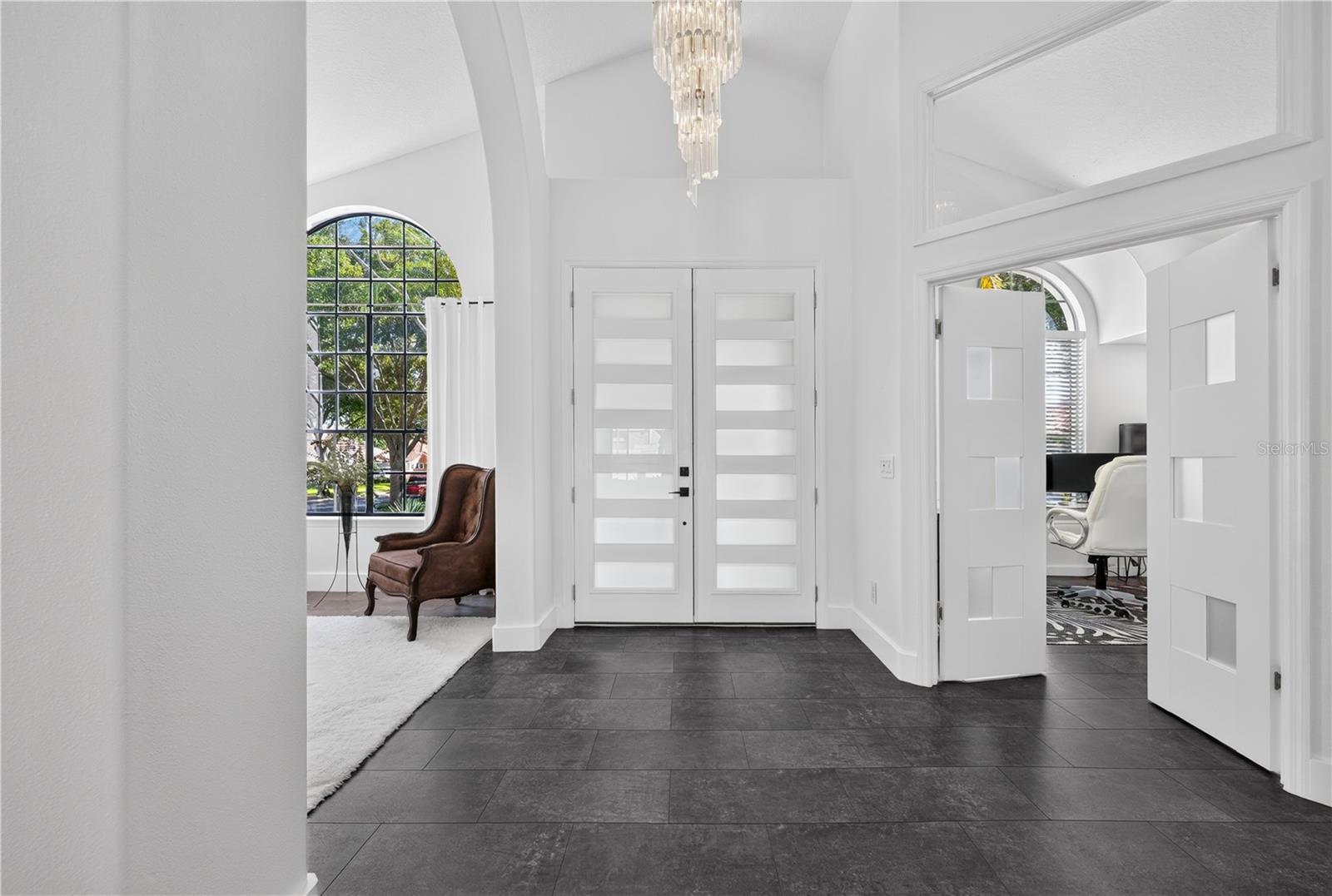 Custom 8 foot doors welcome you!