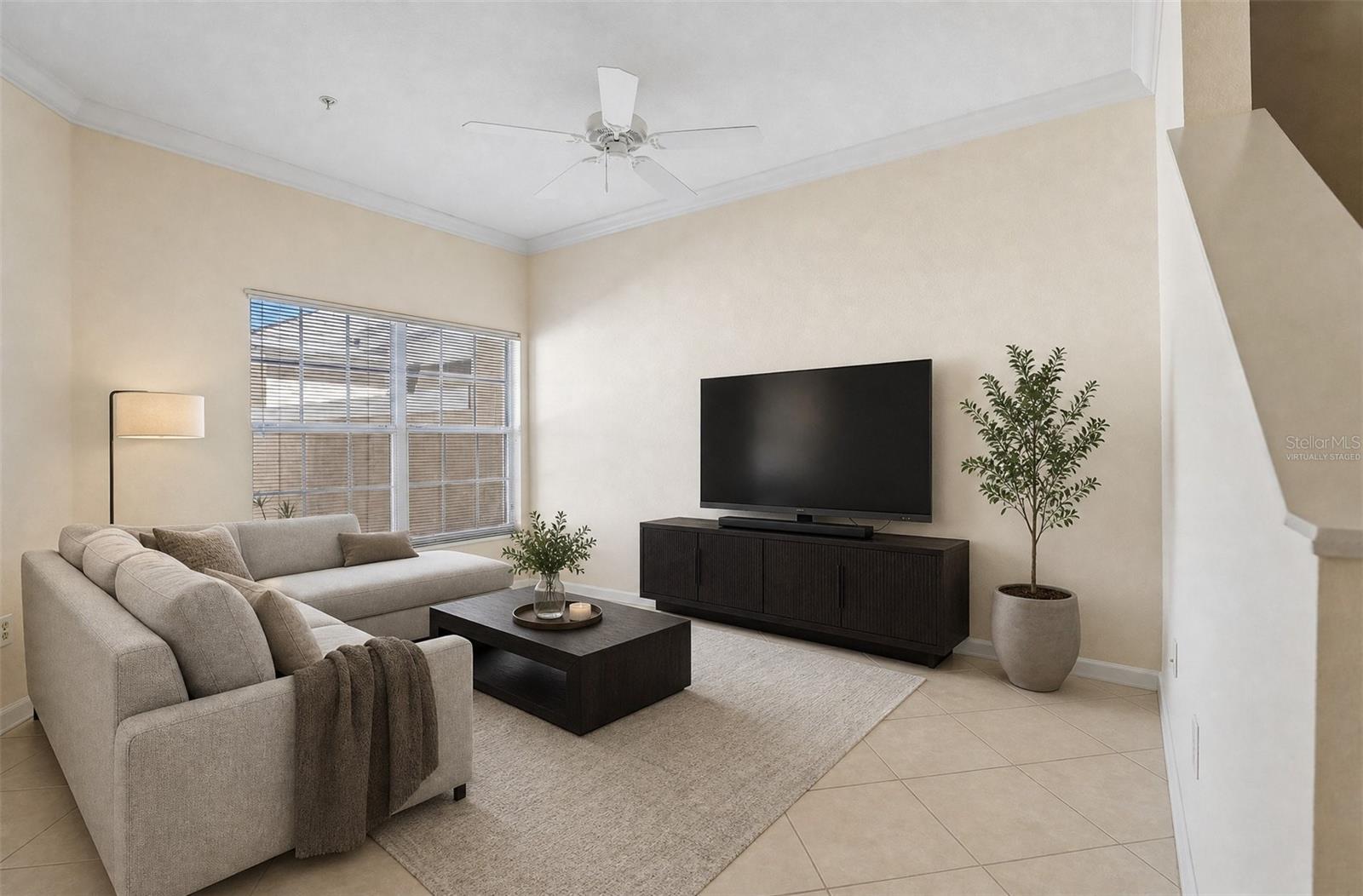 Family room off the kitchen. Virtually Staged.