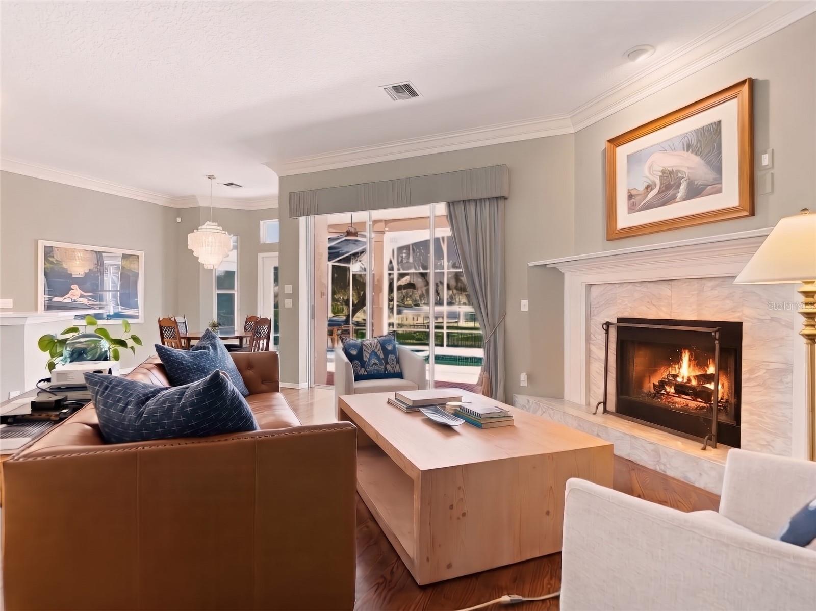Cozy Living Room with lake views