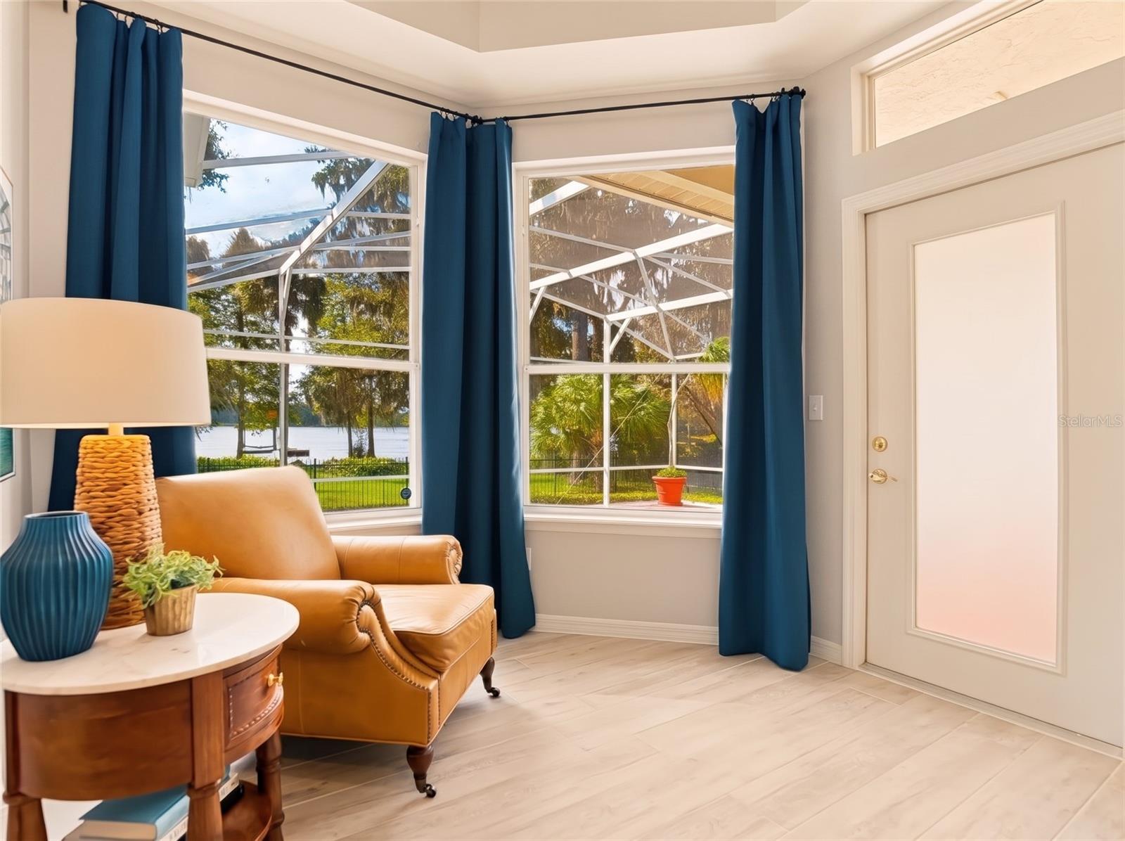 Primary bedroom with lake views