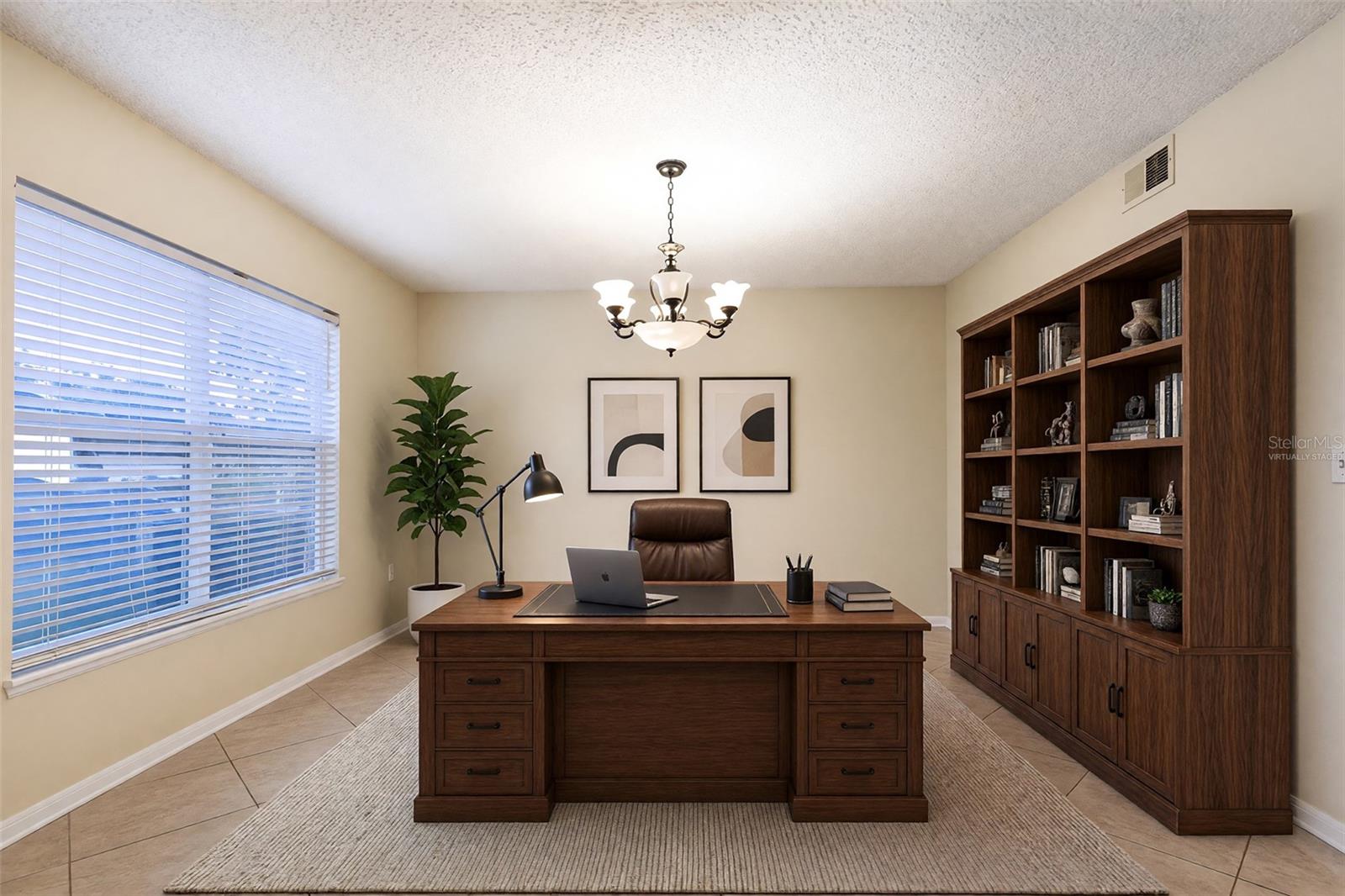 VIRTUALLY STAGED LIVING ROOM SET AS AN OFFICE VIRTUALLY STAGED LIVING ROOM SET AS AN OFFICE