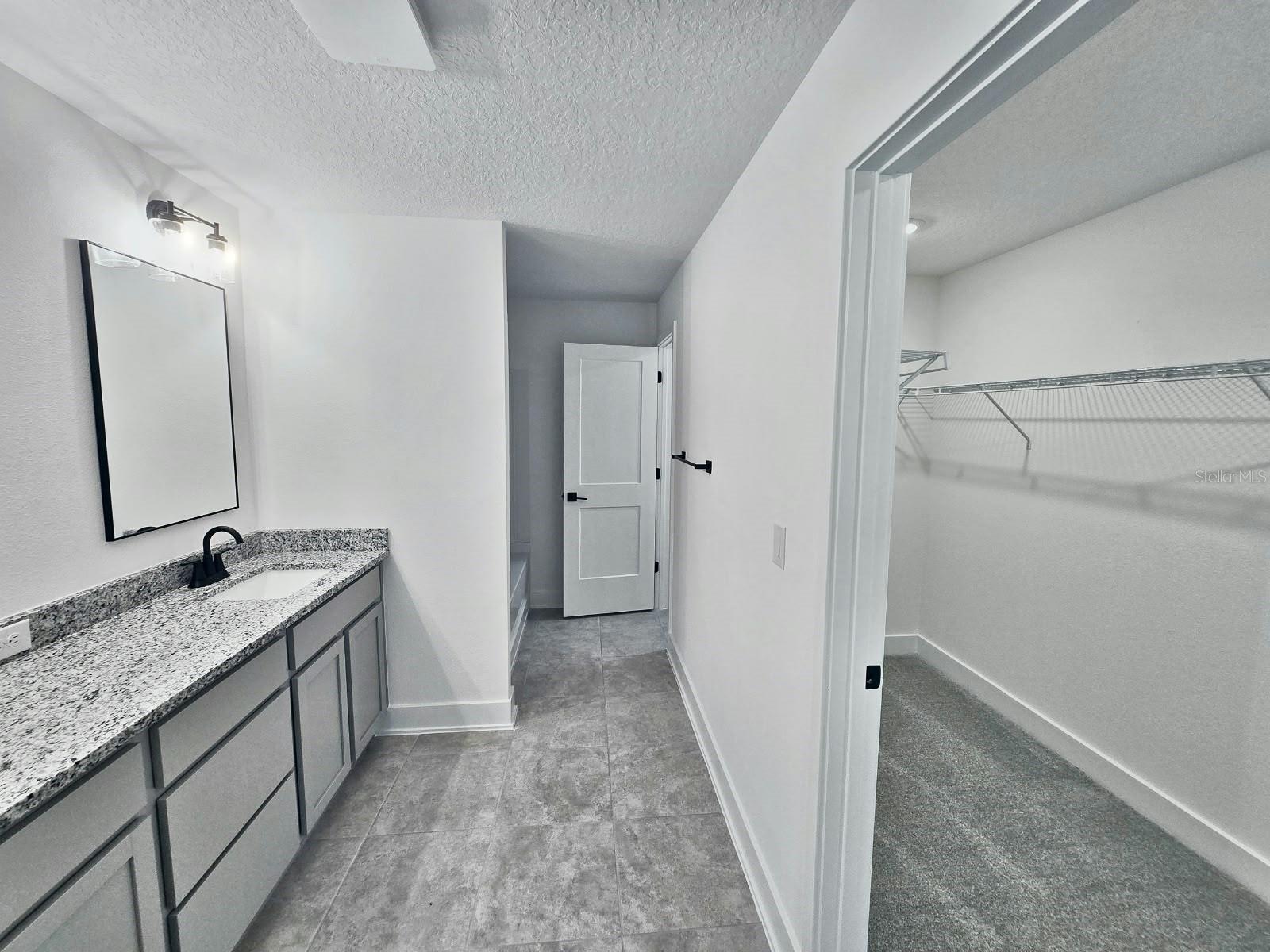 Primary bathroom and walk-in closet