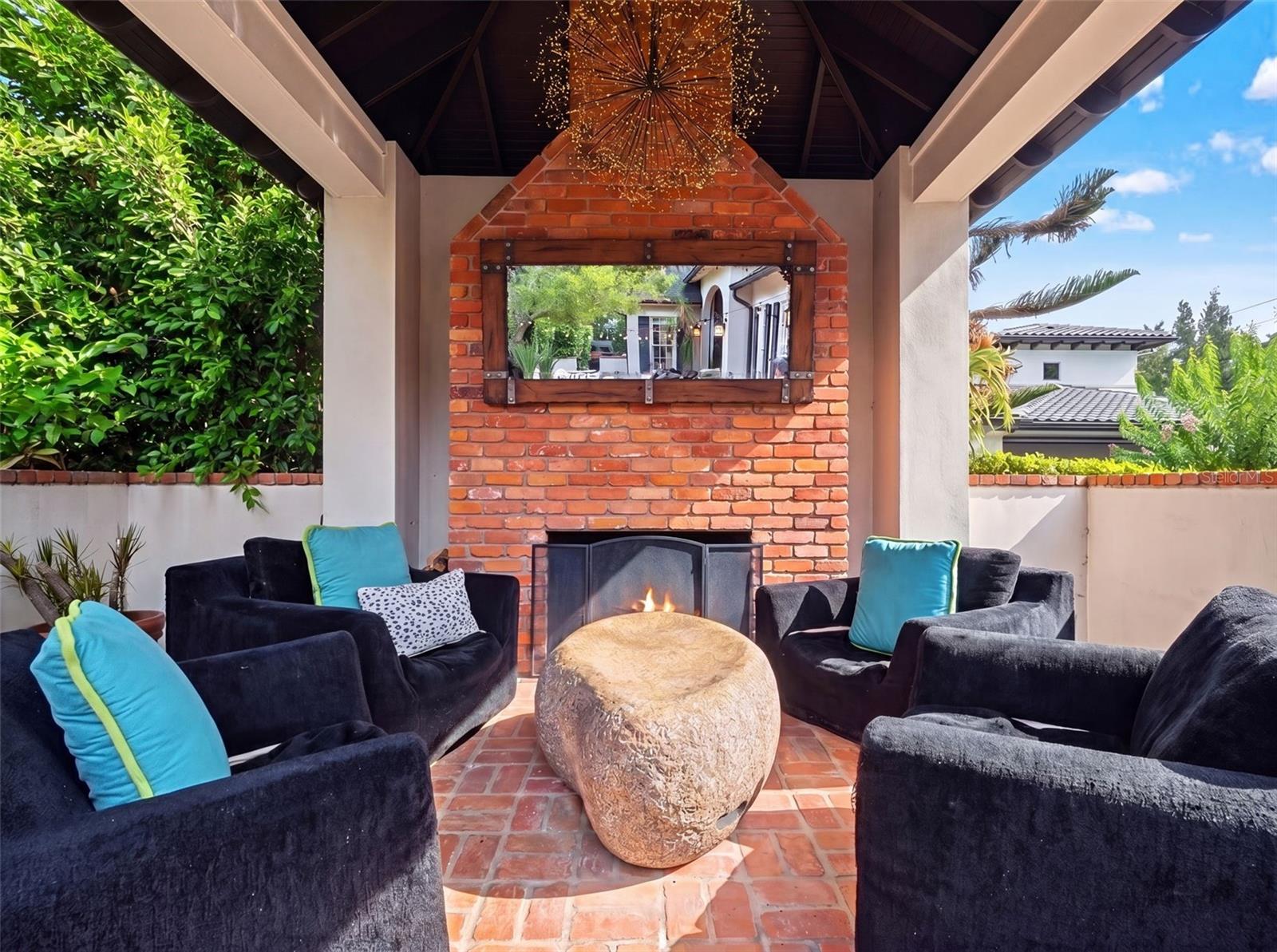 Pool Cabana with Fireplace