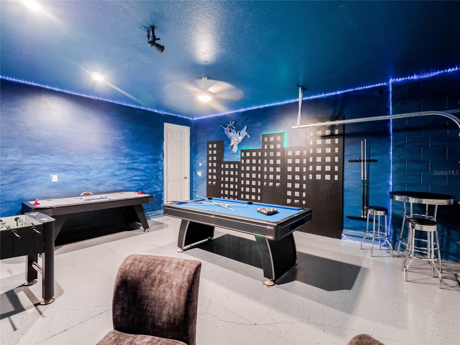 Garage converted game room Garage converted game room