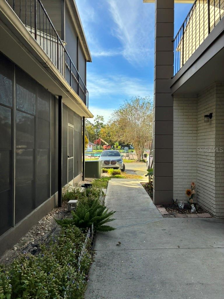 Alleyway looking towards parking lot
