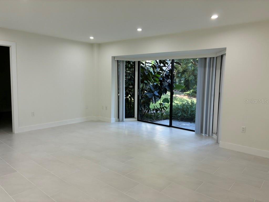 Living room and rear porch