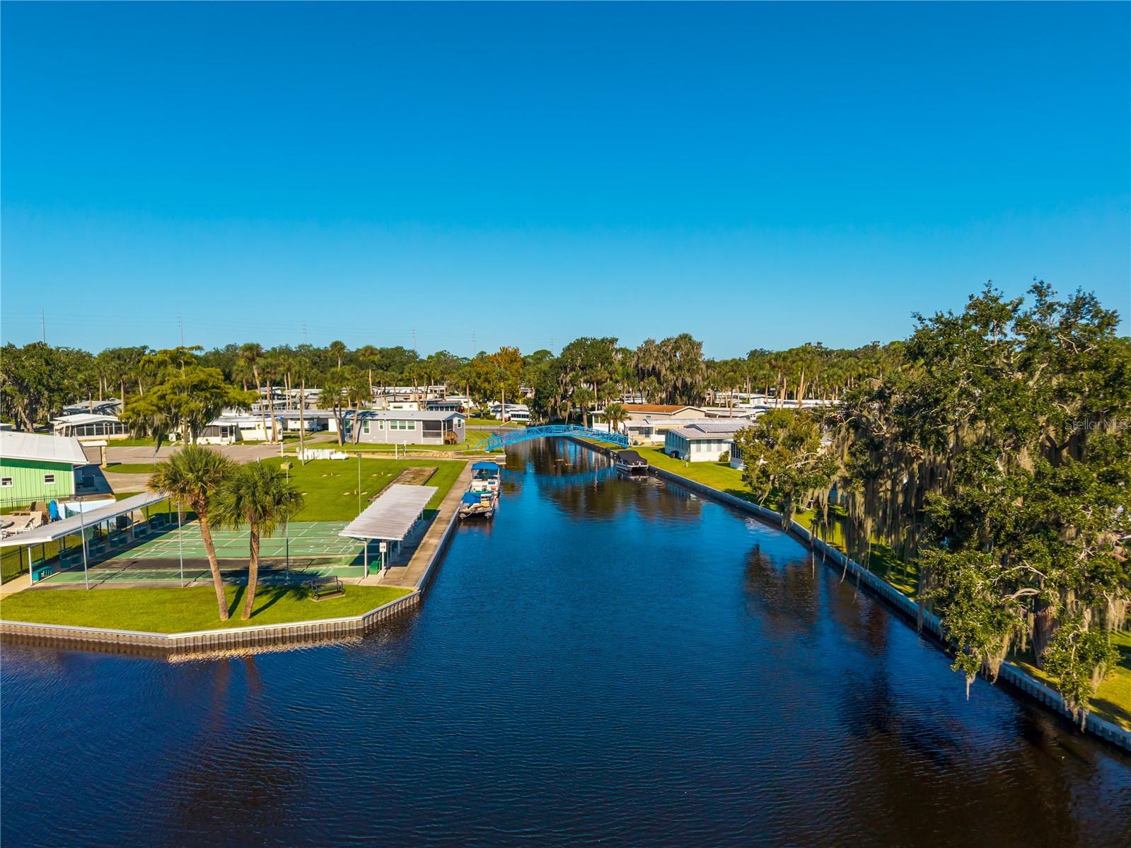Aerial View of Clubhouse Area with Canal Access