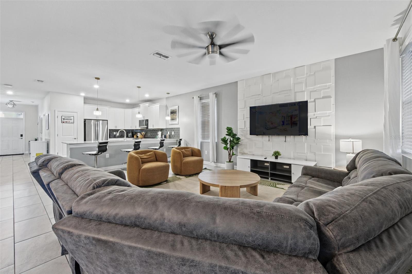 Family room and kitchen