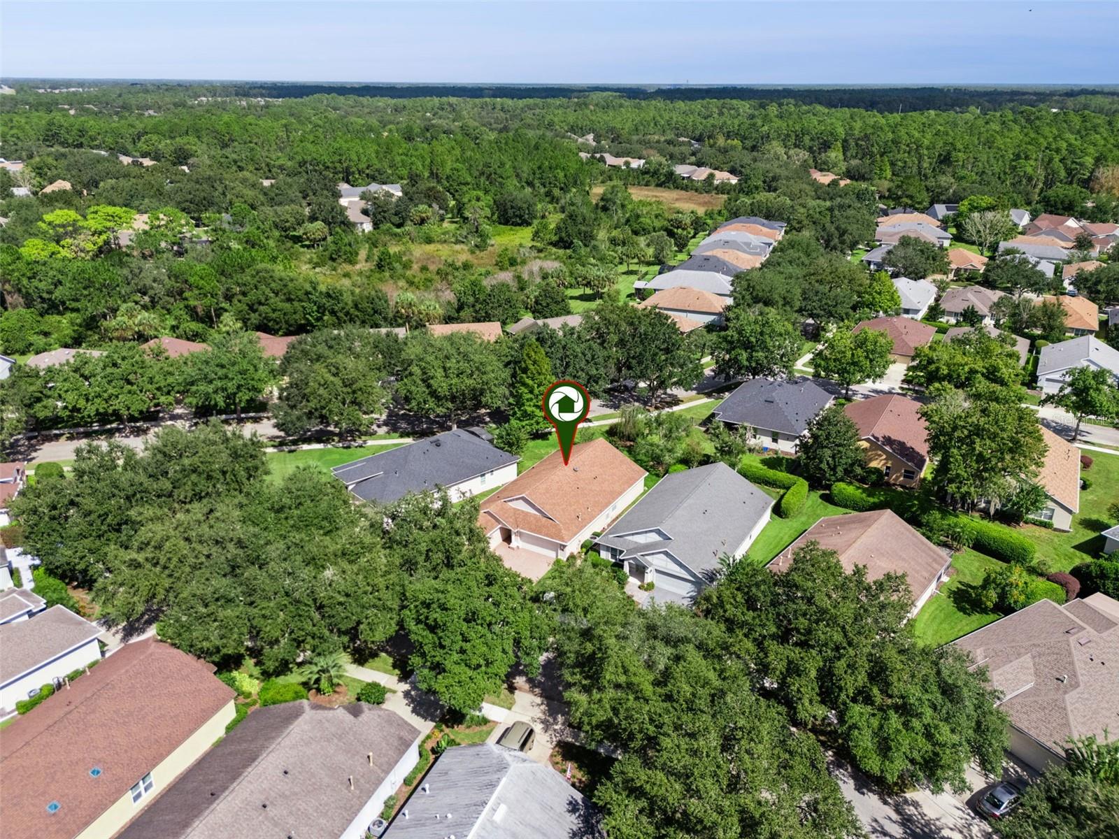 Aerial view of the home's location & the surrounding neighborhood area