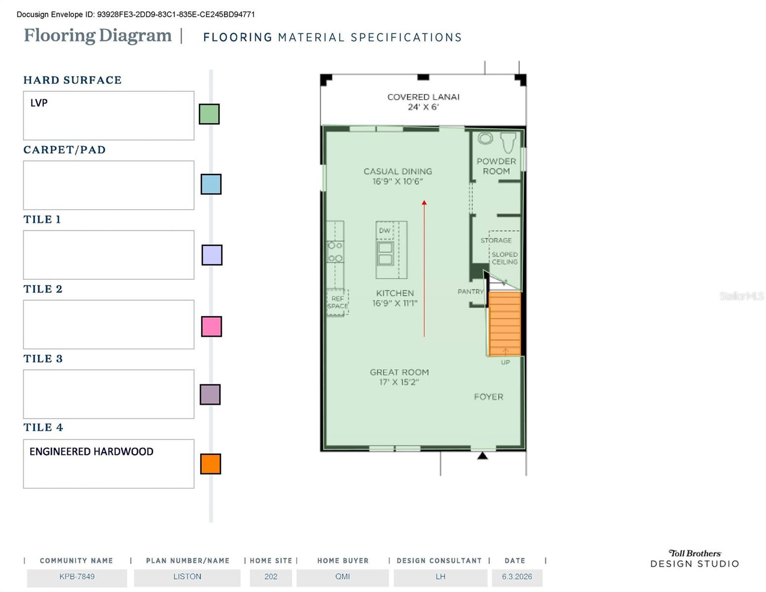 First floor diagram showcasing flooring upgrades