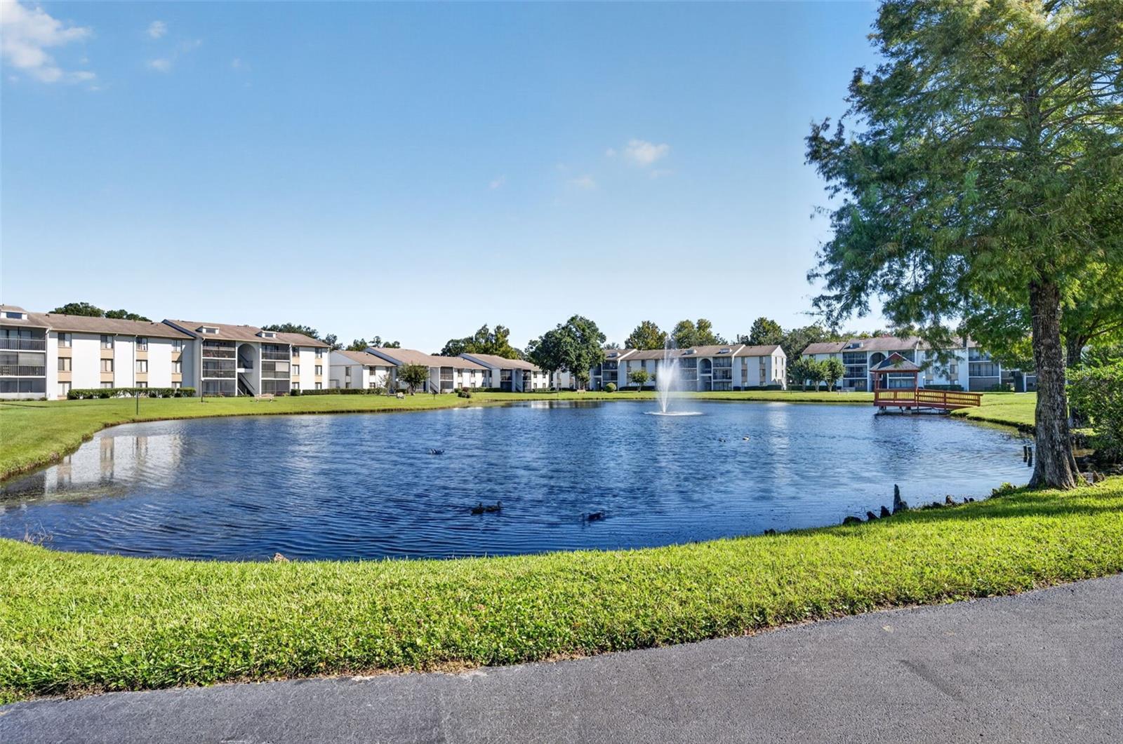Beautiful lake with walking path