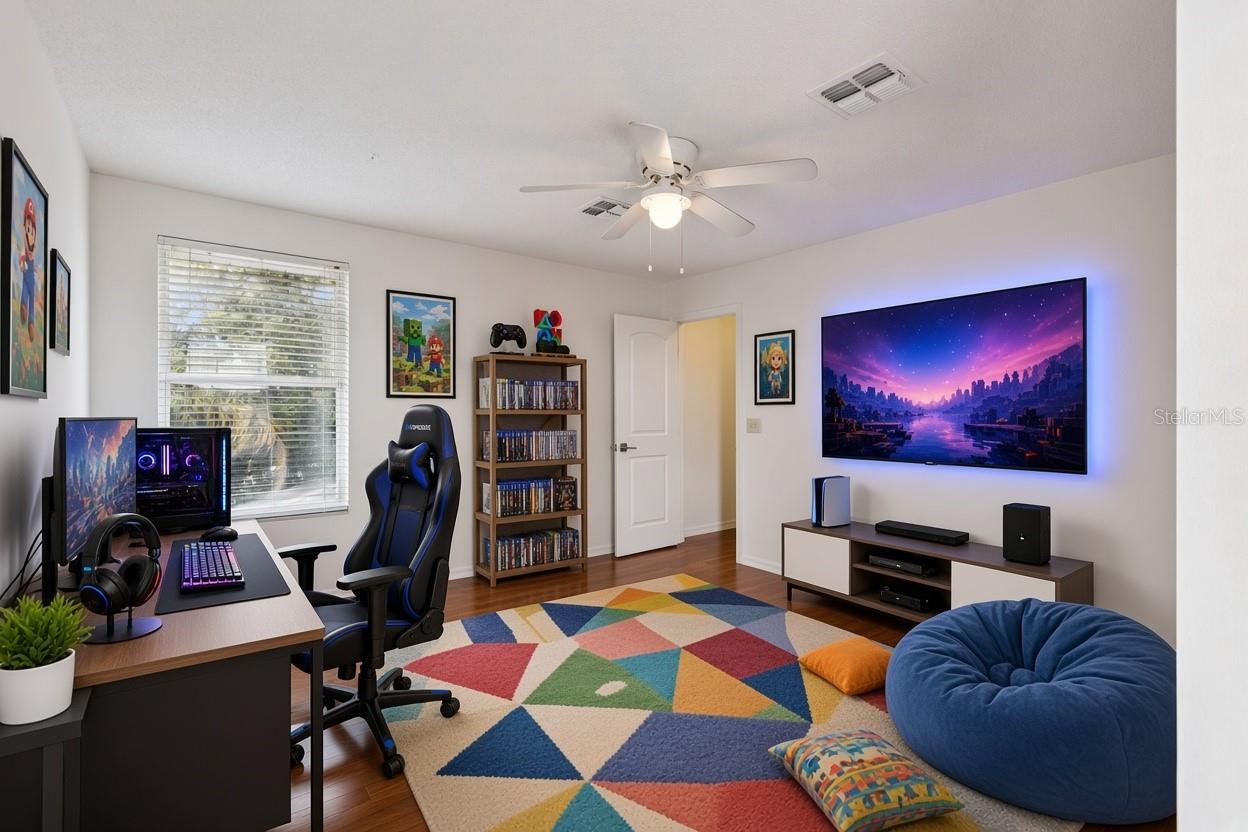 Bedroom #5 upstairs, can double as a loft, homeschooling area or workout room