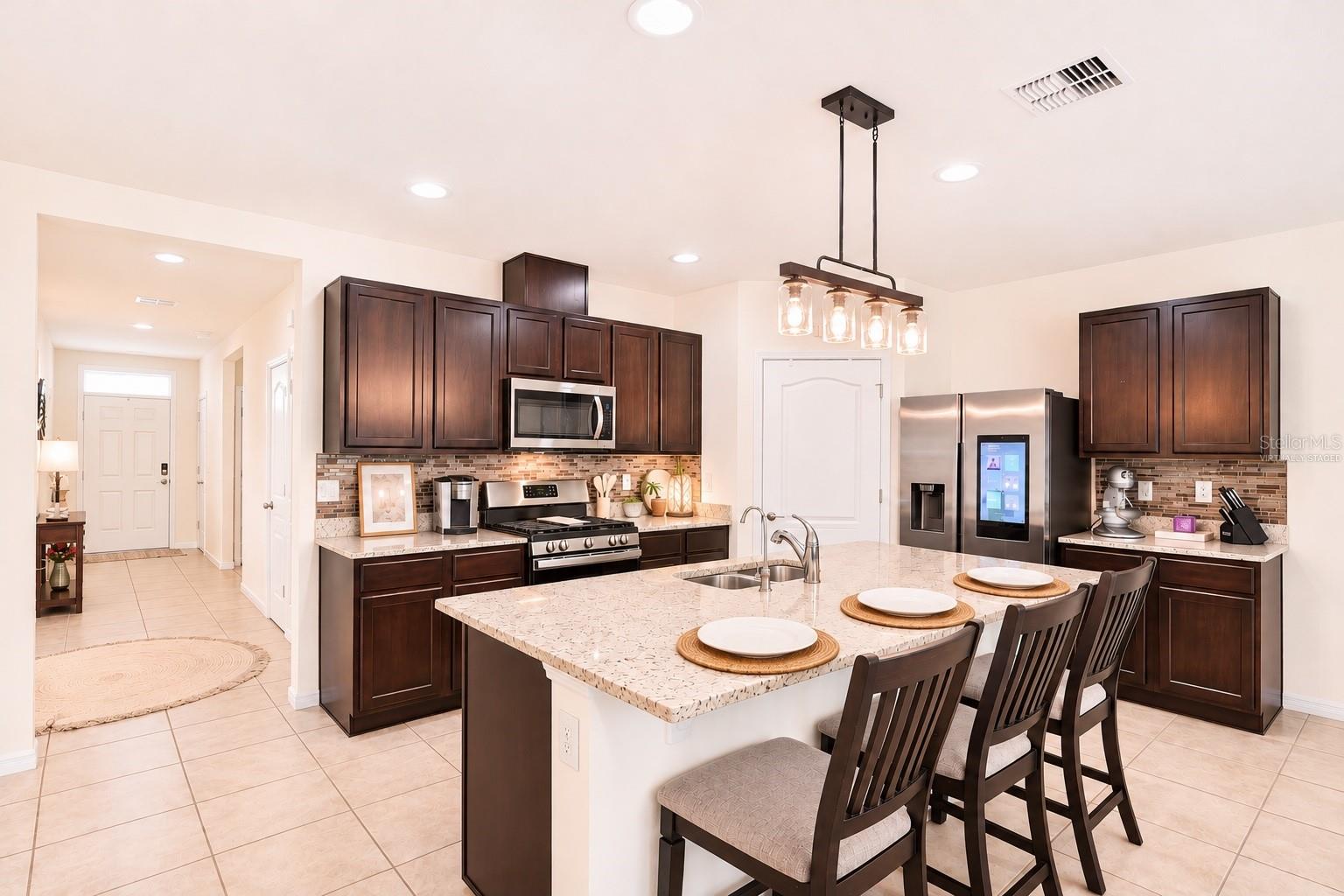 Kitchen with Island- virtually staged