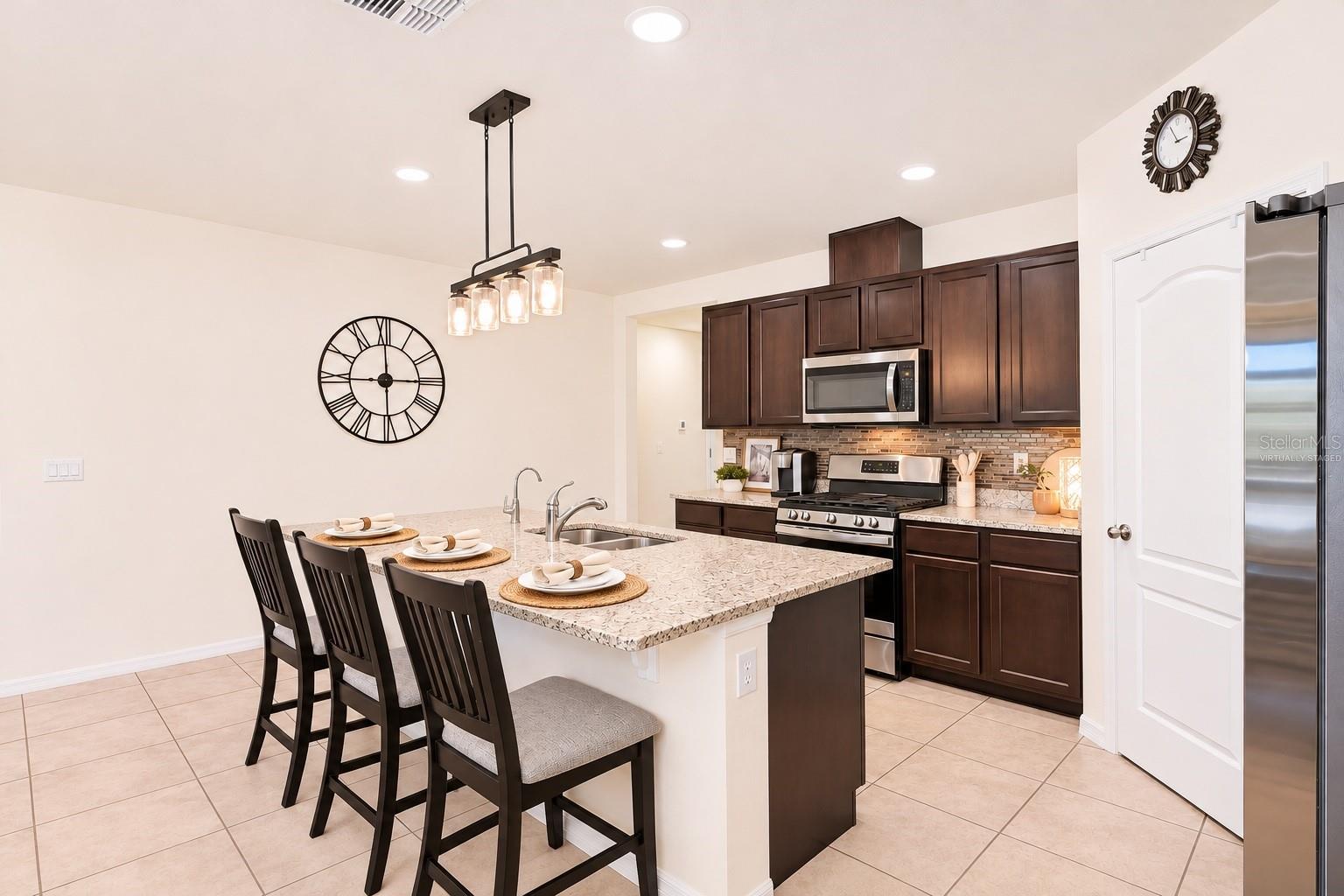 Kitchen with Island- virtually staged