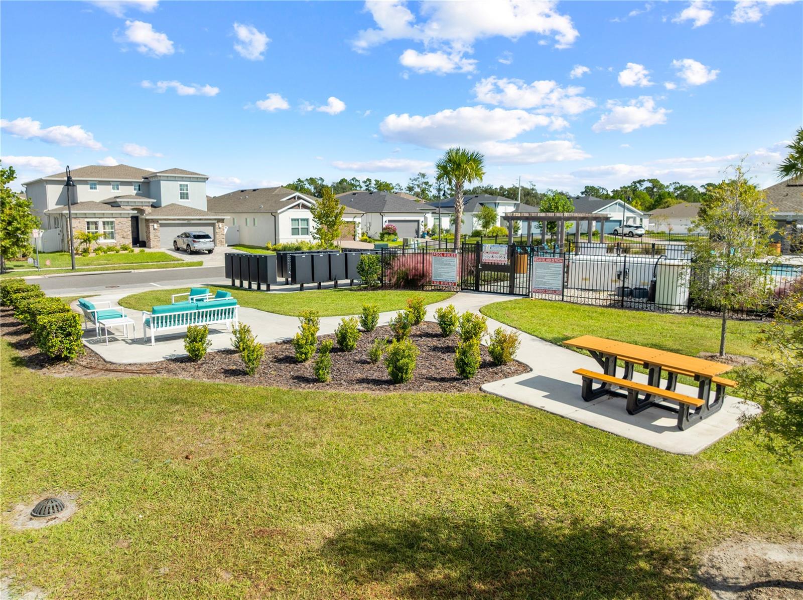 Community park, pool and mailboxes