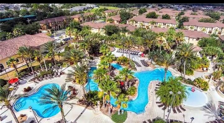 Regal Palms community pool and lazy river (aerial)