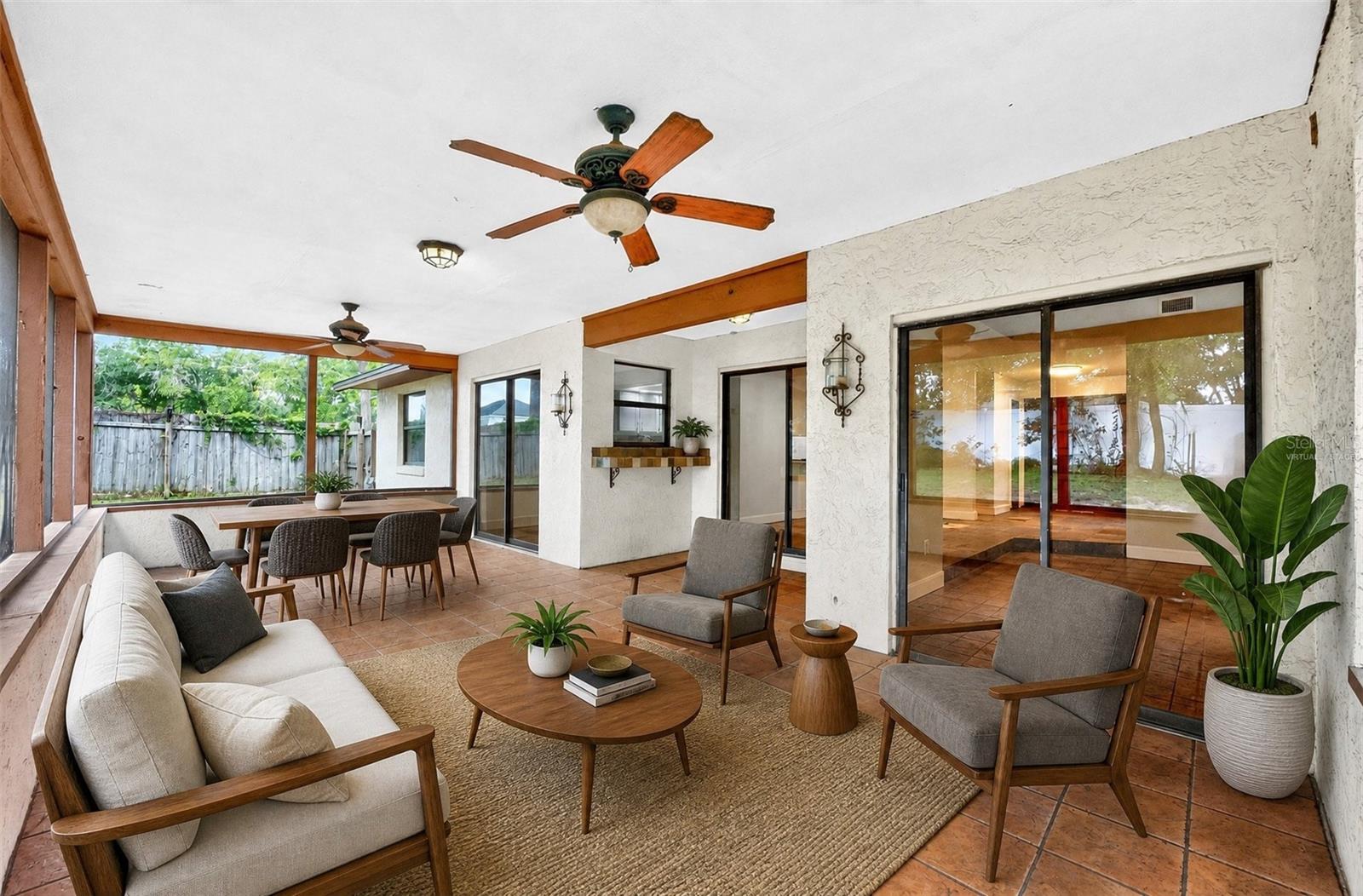 Large screened lanai. Virtually Staged.