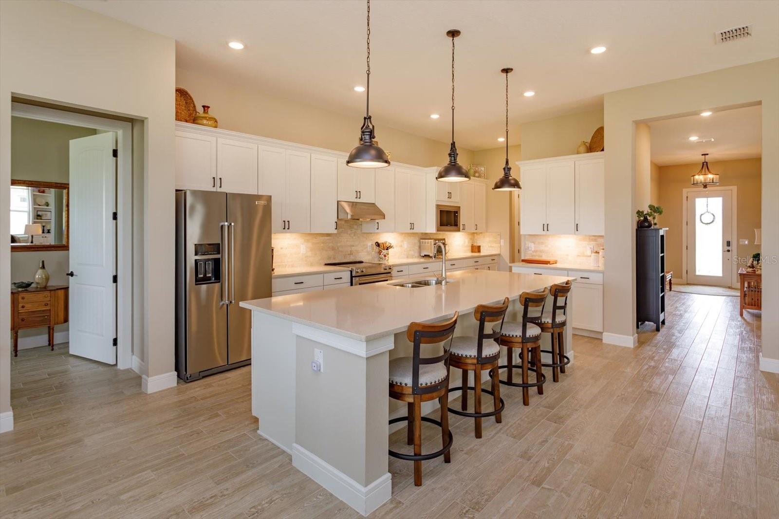 Upgraded Quartz countertops and Marble Backsplash