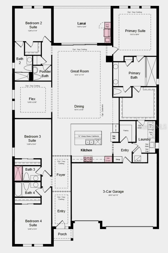 Additional Highlights Include: tray ceiling pkg, shower in place of tub/shower combo at bath three, refrigerator, washer and dryer, and 42' upper cabinet at laundry.