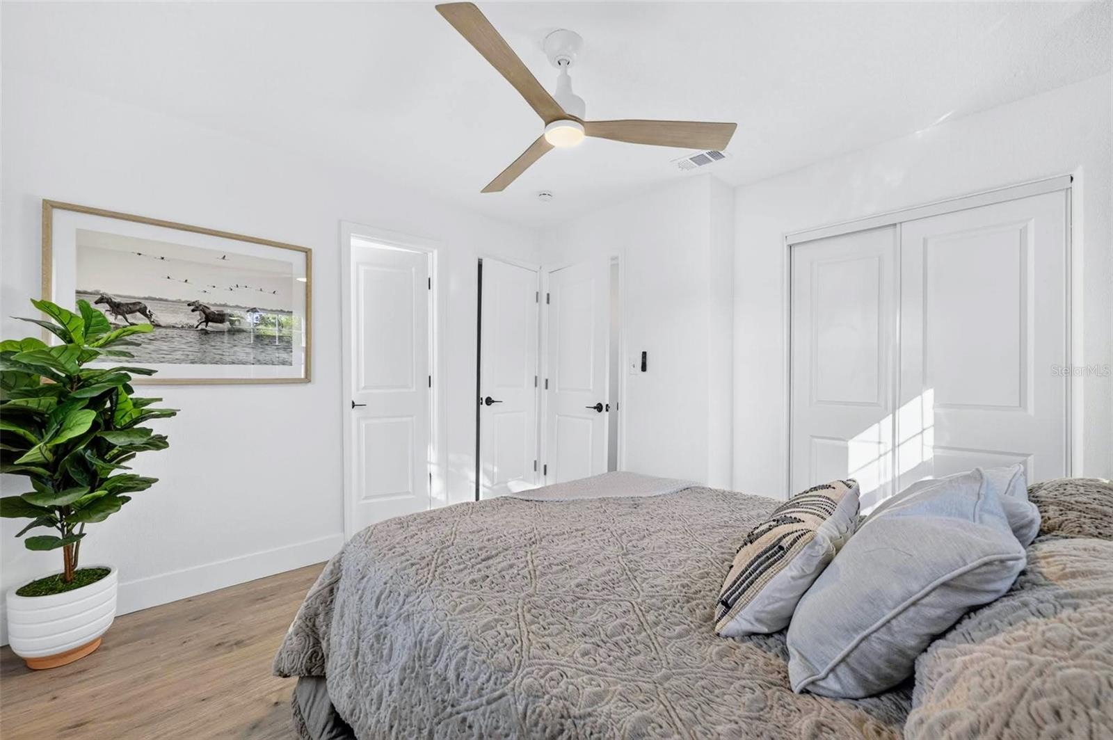 Dual closets for this room with space for the new owners clothes.