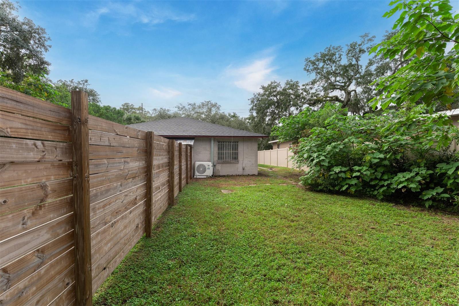 Fenced backyard
