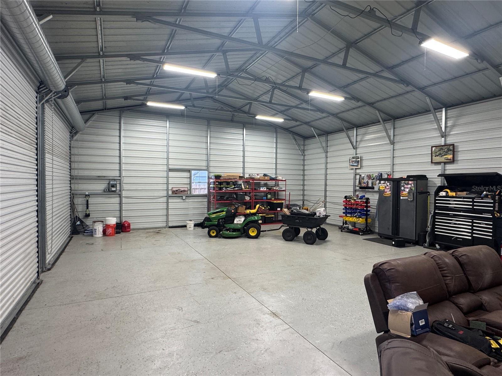 Inside shed