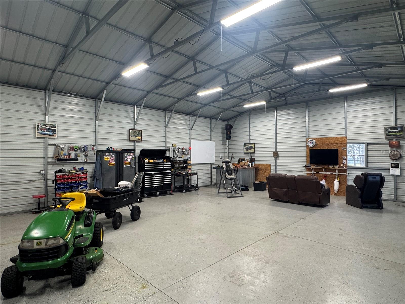 Inside shed