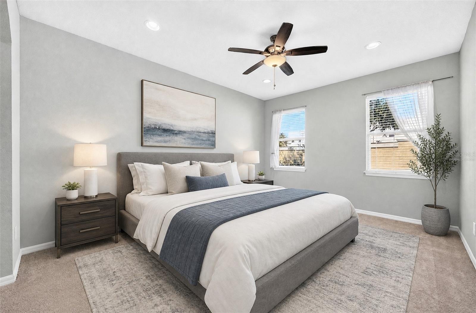 The SPACIOUS Primary Suite is also conveniently located on the main floor, offering a comfortable retreat at the end of the day. Virtually Staged