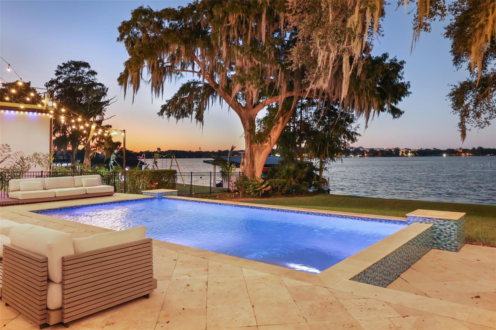Sunset vibes by the pool overlooking Lake Virginia