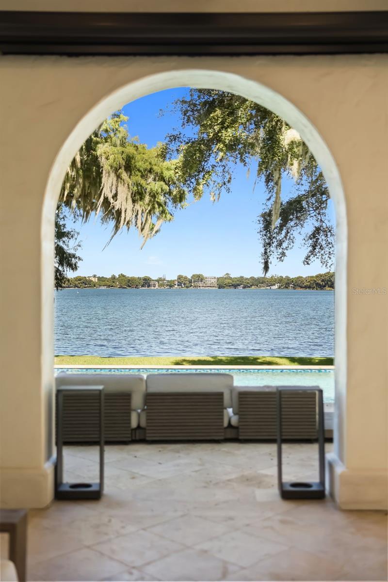 Covered lanai with views of the lake