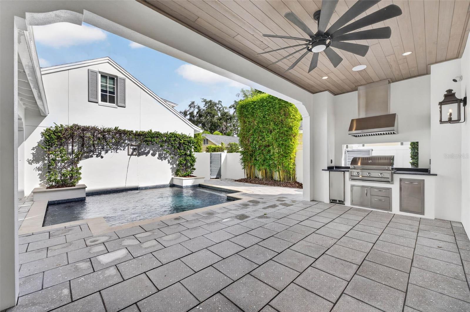 Covered patio with outdoor kitchen