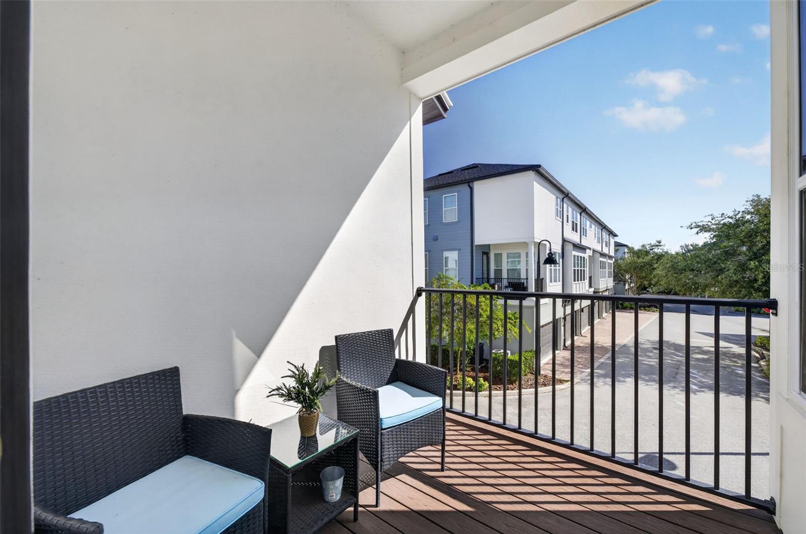 Balcony off the back side of the townhome