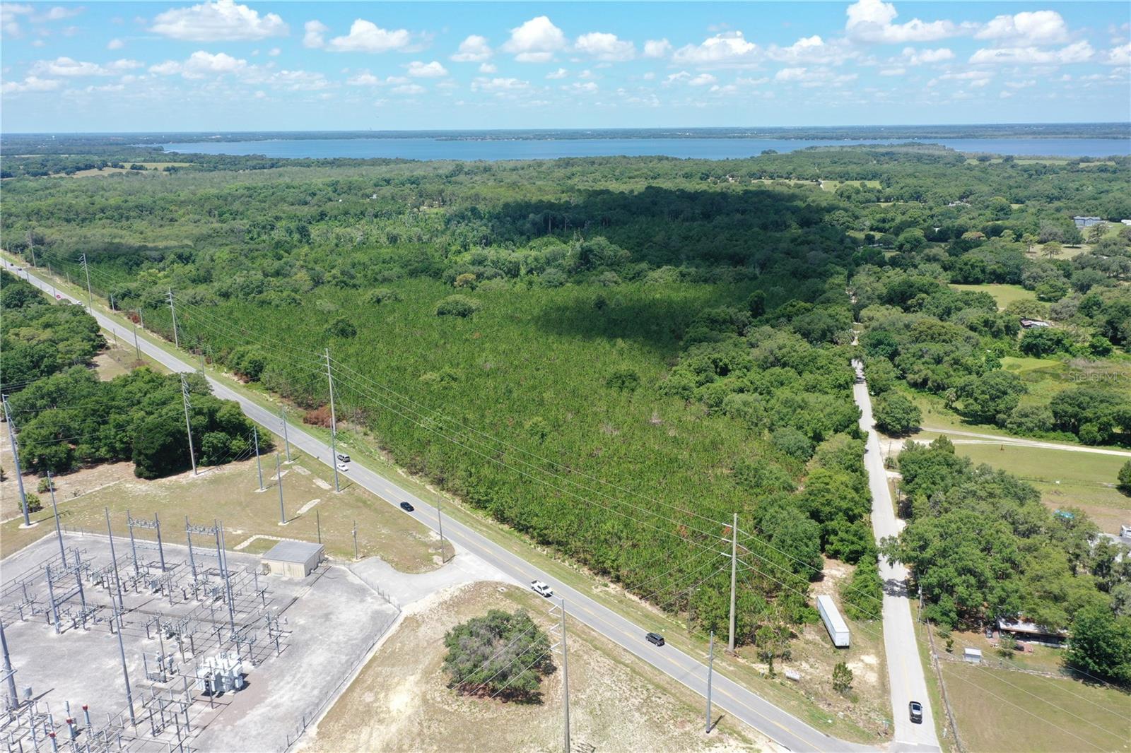 An aerial photo of the site from the northeastern corner, oriented southwest.