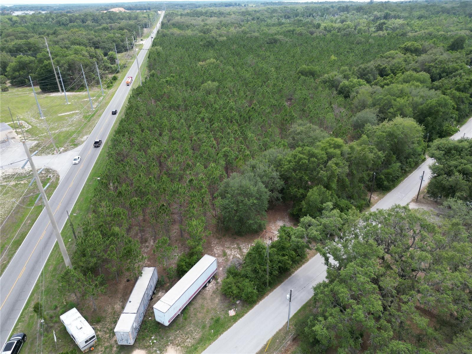 An aerial photo of the site from the northeastern corner, oriented southwest.