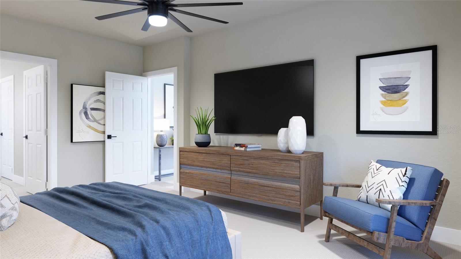 Primary Bedroom Rendering (Virtually Staged)