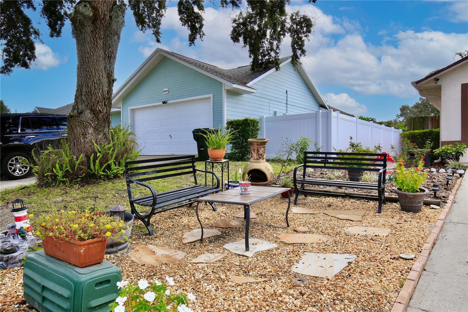 Sitting area in front yard