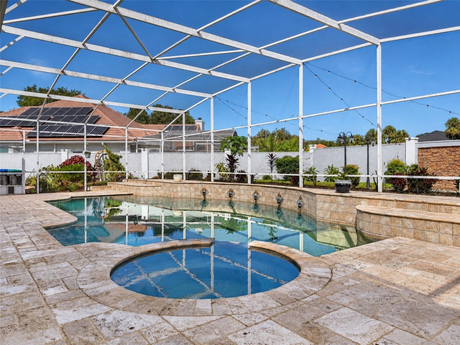 Heated saltwater pool and spa