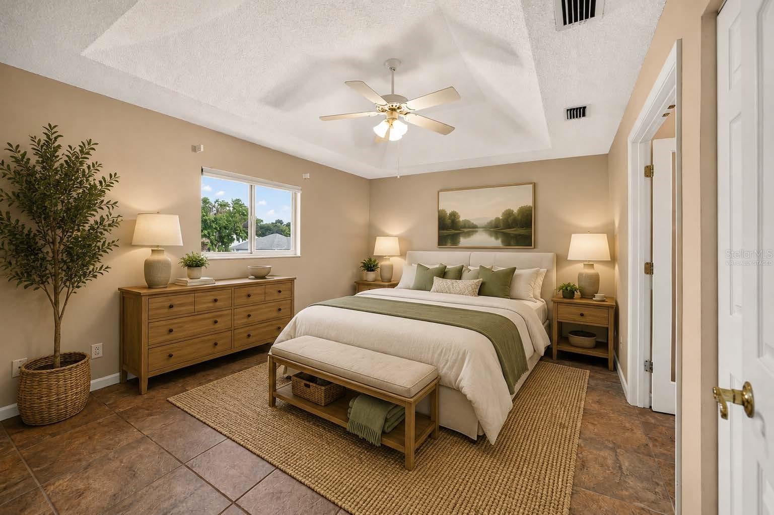This Primary Bedroom has been virtually staged