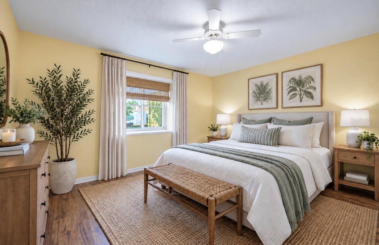 Guest bedroom, virtually staged to give decorating ideas