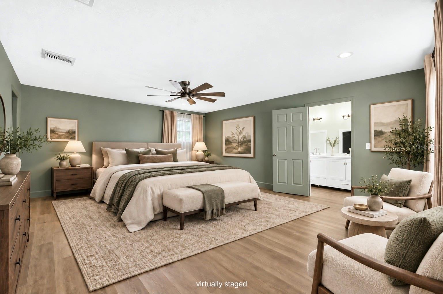Digitally Staged Master Bedroom