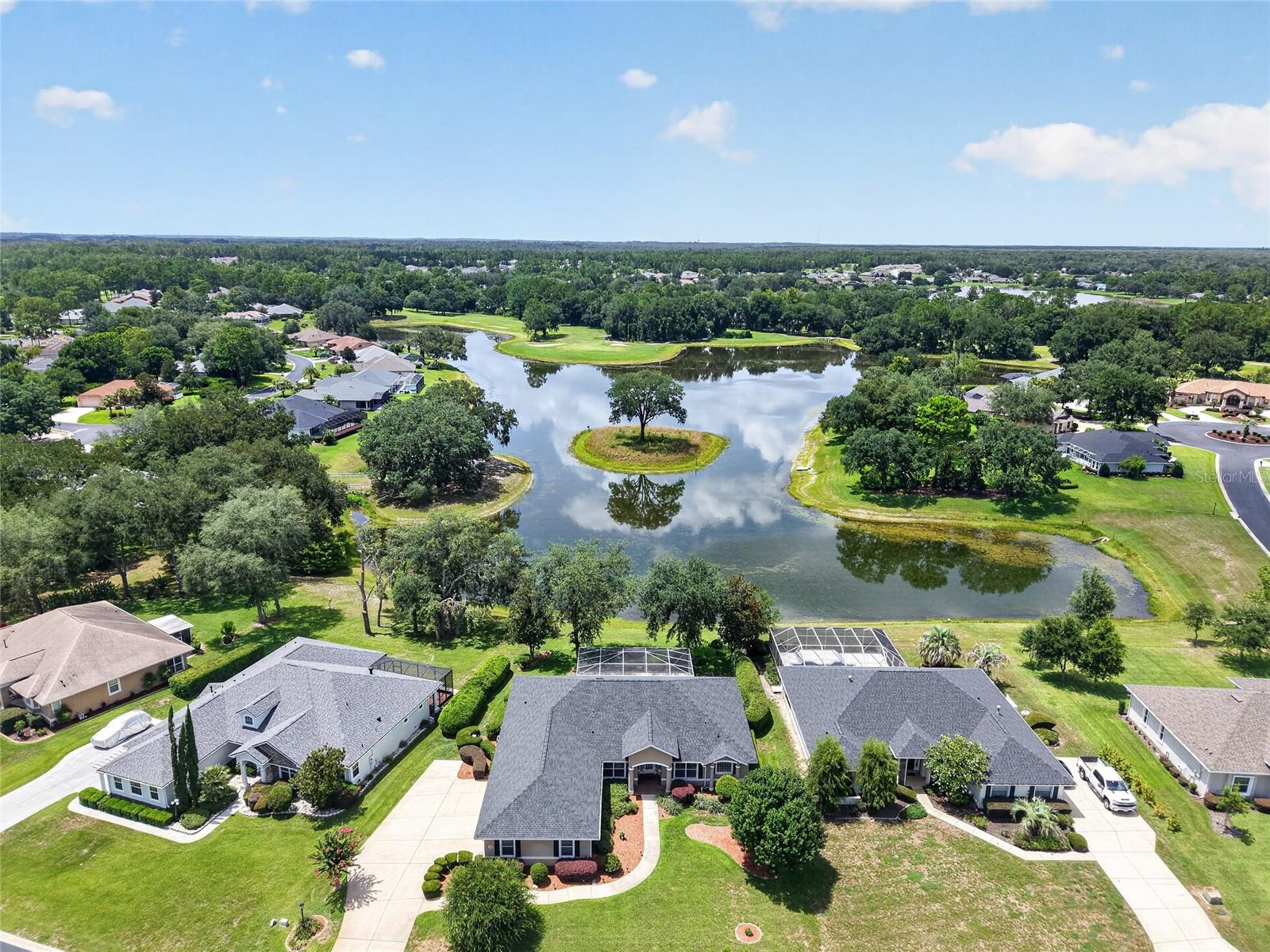 Aerial of Home with Lake Aerial of Home with Lake