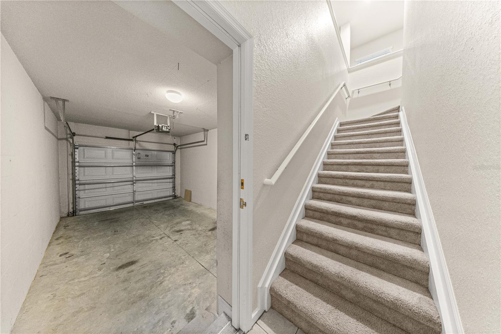 Entryway- 1 car garage to left and stairway to living area