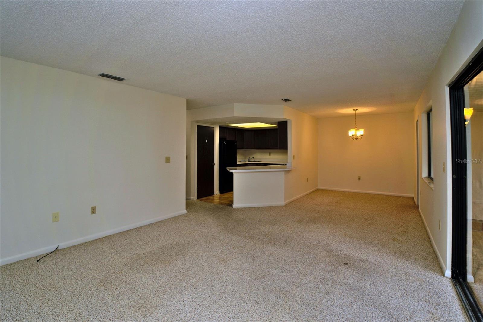 Family Room Looking into the Kitchen and Dining Room
