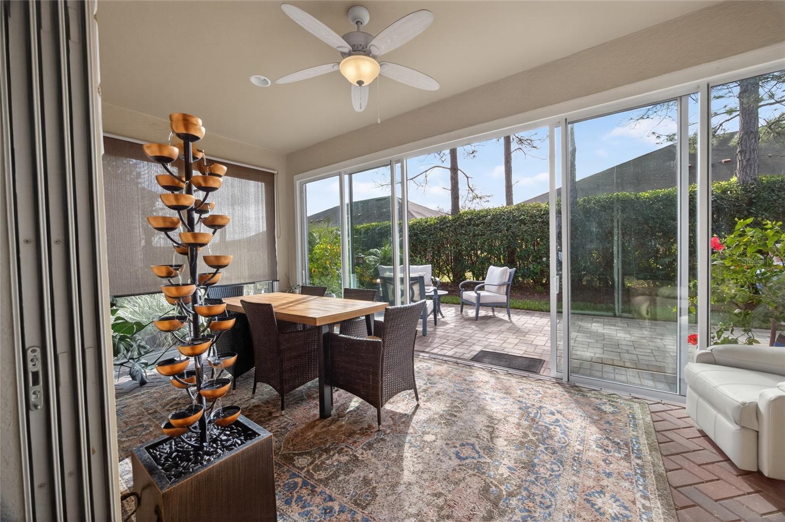 Sunroom doors open on 2 sides to enjoy the beautiful weather all year round. Private back patio.