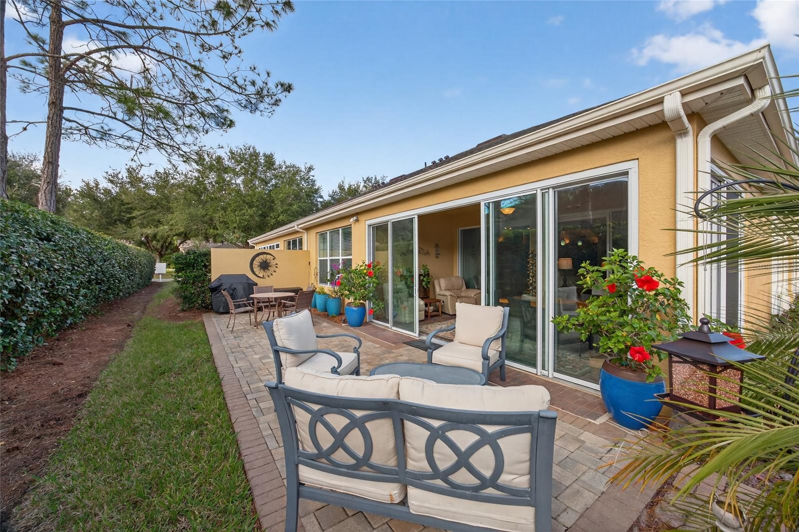 Private back patio for socializing and relaxing.