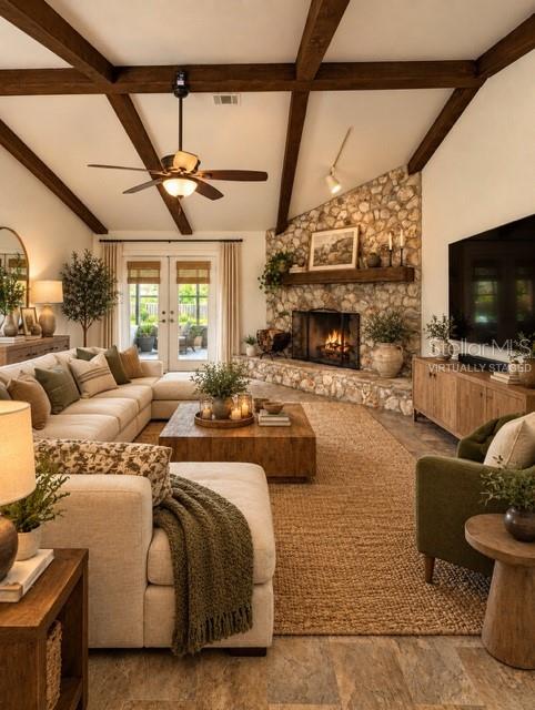 Virtually staged family room example