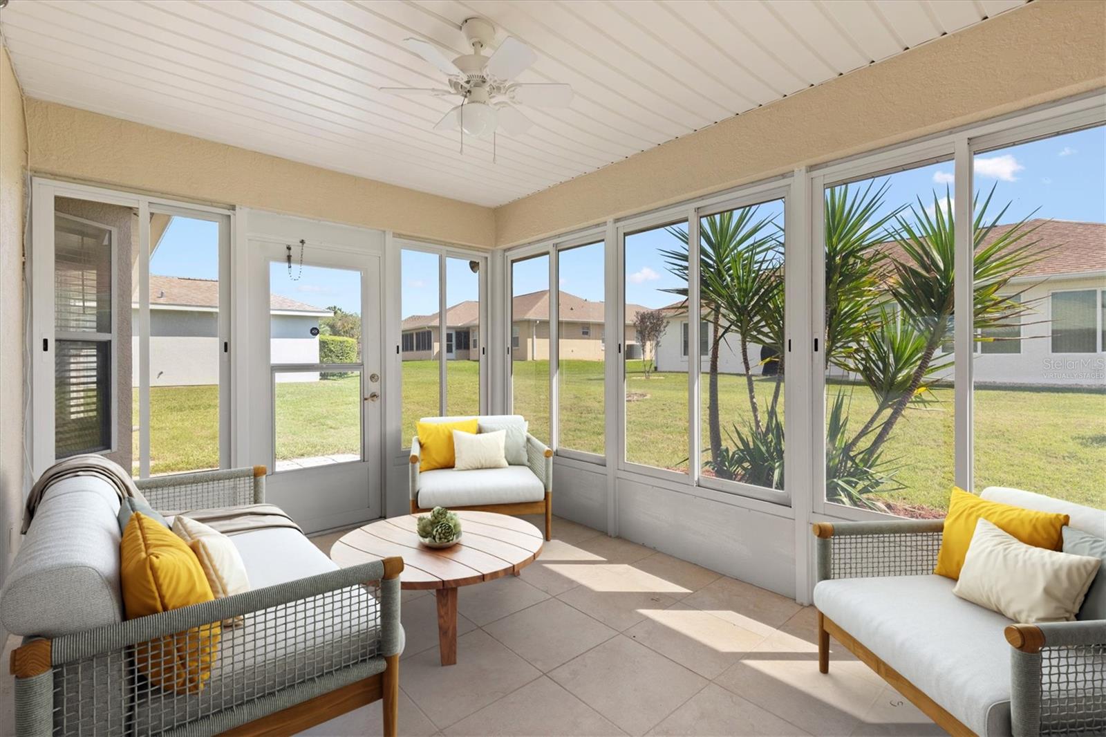 Virtually staged enclosed lanai.